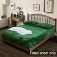 thumbnail image 2 of PHF Truly Velvet Fitted Sheet King Size, Luxury Super Soft Flannel  Bottom Sheet with 15" Deep Pocket for Winter, Emerald Green, 2 of 7