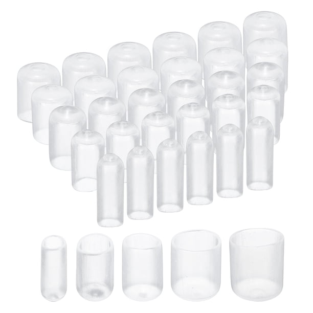 Uxcell 100Pcs Tapones de goma redondos 1/4" 3/8" 1/2" 5/8" 3/4" Cubierta de vinilo transparente Protectores de rosca Kit de surtido
