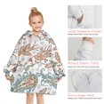 thumbnail image 6 of White Pioneer Flower and Paisley Pattern Blanket Hoodies for Kids 6-13YR Oversize Wearable Blanket Hoodies for Boys Girls Teens, 6 of 7