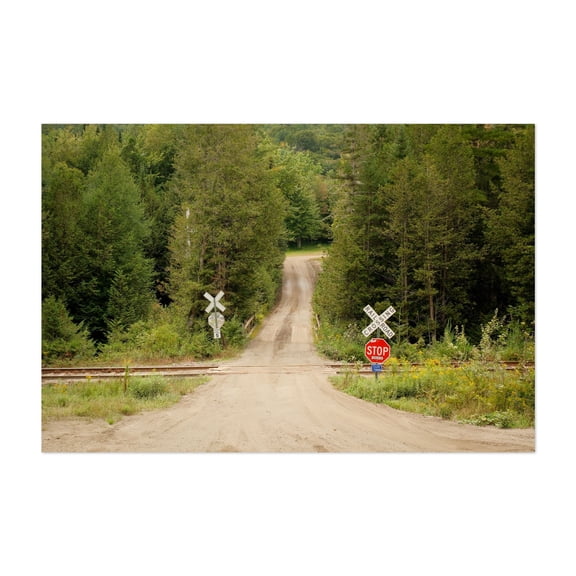 Railroad Crossing, West Burke - Burke Vermont Photography Railroad Forest Nature Rural Scenic Landscape Woodland Unframed Wall Art Print 4 x 6 inches