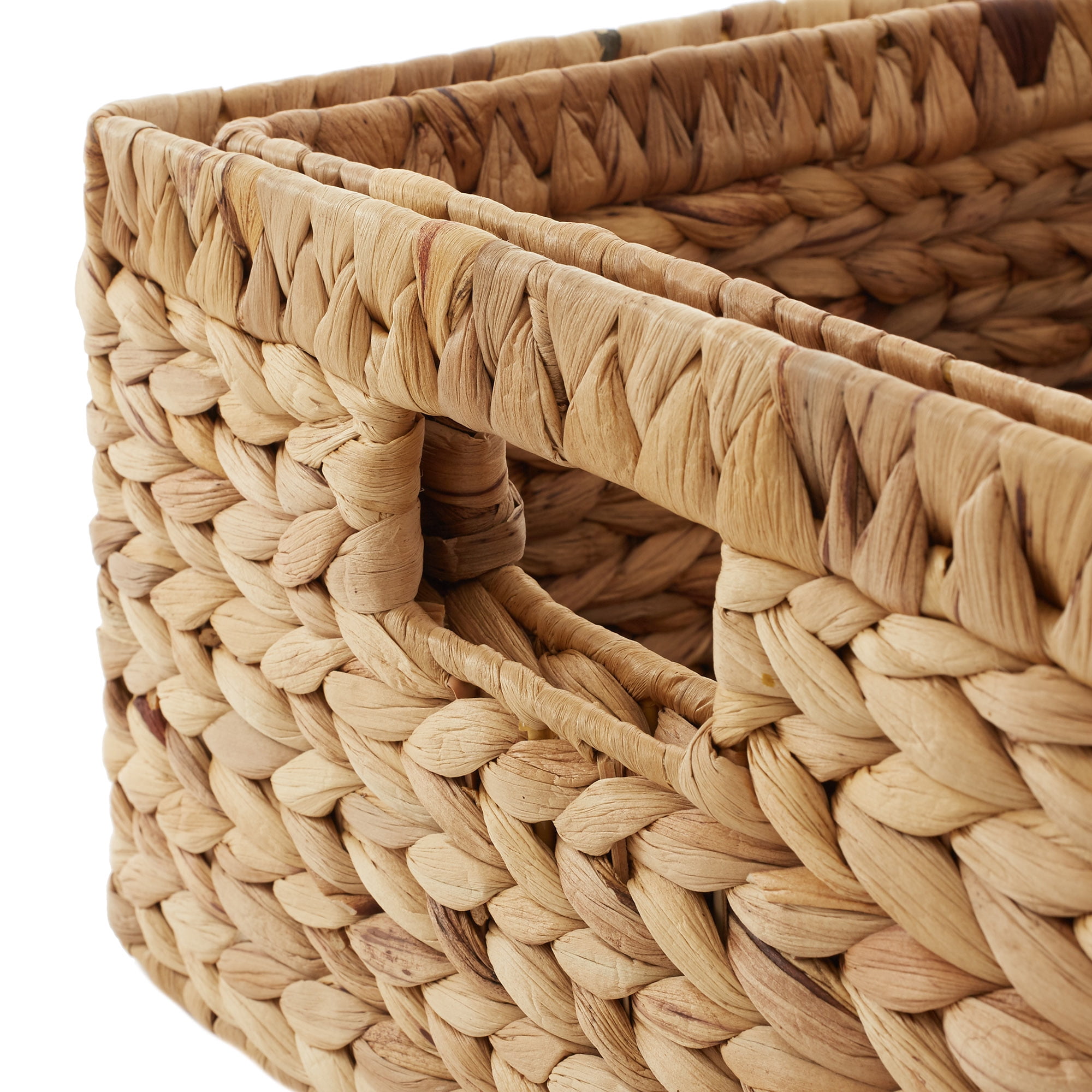 Casafield Water Hyacinth Storage Basket Set with Handles - 1-Jumbo, 1-Large Woven Organizers for Bathroom, Laundry, Pantry, Office, Shelves
