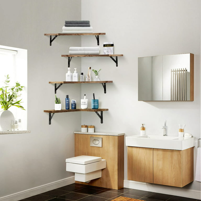 Floating Wall Shelves, Rustic Wood Bathroom Shelves Set of 1