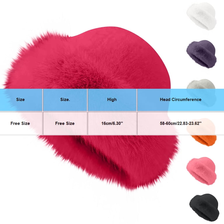 Alkepwun Fur Hat Fluffy Faux Fur Trimmed Bucket Hat Solid  display picture 3