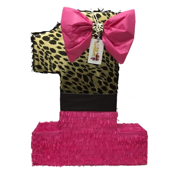 APINATA4U 20'' Tall Hot Pink & Cheetah Print Number One Pinata