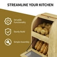 thumbnail image 2 of Pusnapku 3 Tier Potato Storage Bin, 38" Bread Box with Sliding Door and Wheel, Movable Vegetable Organization Cabinet, Wood Pantry Cabinet for Kitchen, 2 of 9