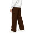 thumbnail image 4 of RUTAYY Girls Wide Leg Cargo Pants Elastic Waist Drawstring Side Pockets Trousers Trendy Relaxed Outdoor Wear Brown, 4 of 6