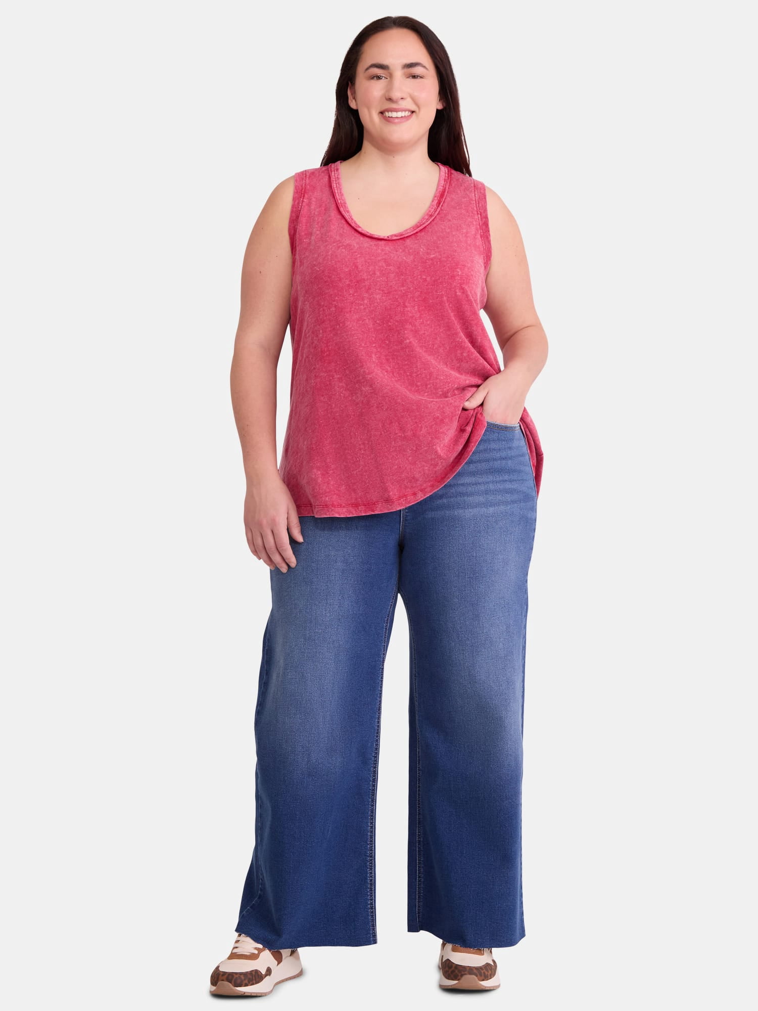 Terra & Sky Women's Plus Size Cotton Swing Tank Top, Sizes 0X-5X
