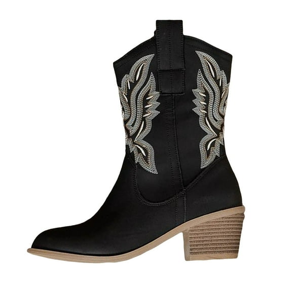 YLYL Women's Mid-Calf Boot Round-Toe Side Zip Elegant Minimalist Style for Fall & Winter