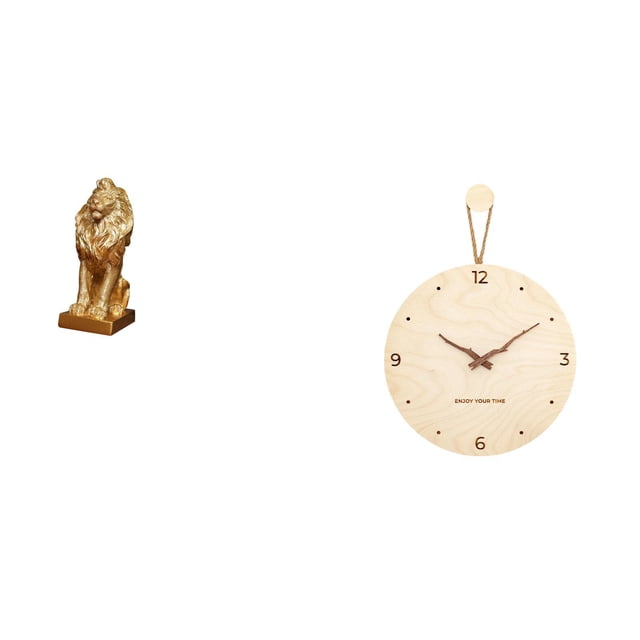 Figura de león,Estante con estatua de león para escritorio,oficina,decoración del hogar,Reloj de pared,Reloj de pared decorativo para sala de estar,silencioso,Reloj de pared de madera con