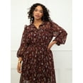 thumbnail image 4 of ELOQUII Elements Women's Shirt Casual Long Sleeve Ruffles Dress, 4 of 6