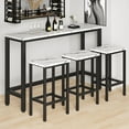 thumbnail image 2 of Counter Height Dining Set, 4-piece Rustic Wood Kitchen Dining Table Set with 3 Stools, Creative Bar Table, Dining Room Table Set for Bistro Bar Restaurant, JA3448, 2 of 10