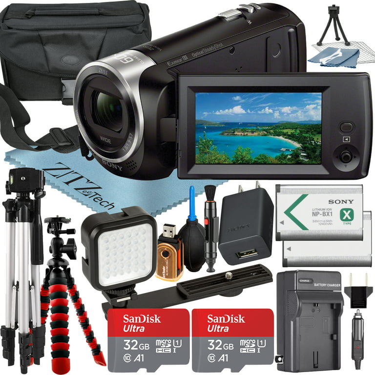 Sony HDR-CX405 HD Handycam Camcorder with 2 Pack 32GB Micro SD Card + LED Flash + + Tripod + ZeeTech Accessory Bundle - Walmart.com
