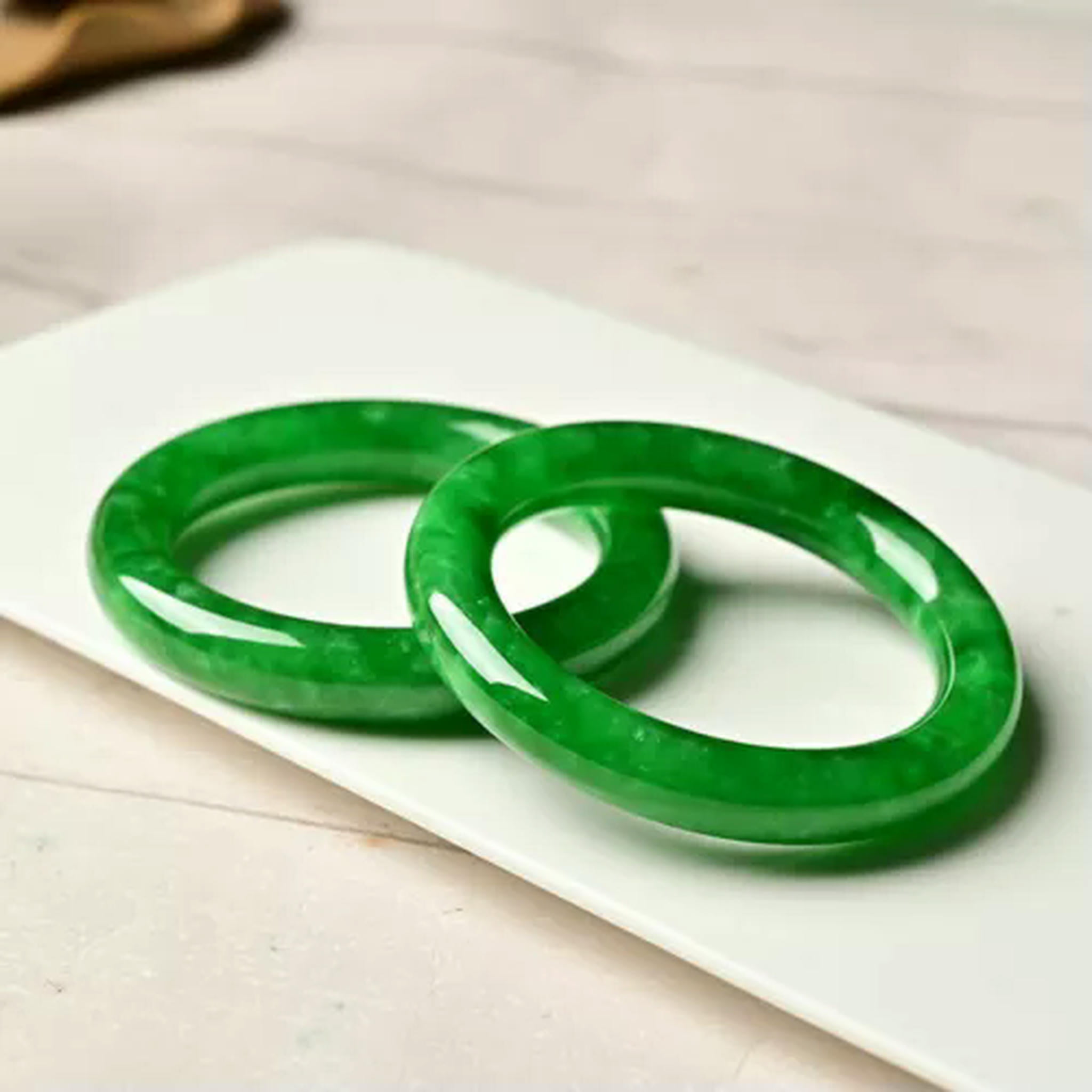 EOEMY Natural Green Emerald Bracelet Bangle Women Fashion Jade Stone Gem Decor Gift-54mm-Green