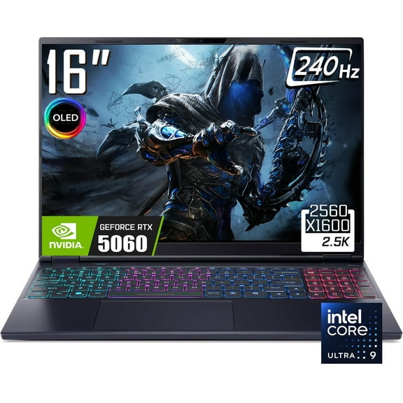 Acer Predator Helios Neo 16S Gaming Laptop, 16" 2560 x 1600 2.5K 240Hz OLED Display, Intel Core Ultra 9 275HX, NVIDIA GeForce RTX 5060, RGB Backlit KB, Win11 Home(16GB DDR5 | 1TB SSD)