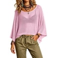 thumbnail image 2 of Lutiedan Womens Crochet Cover Ups Batwing Sleeve Sweater Crop Tops Lightweight Summer Boho Knit Sheer Poncho Top, 2 of 3