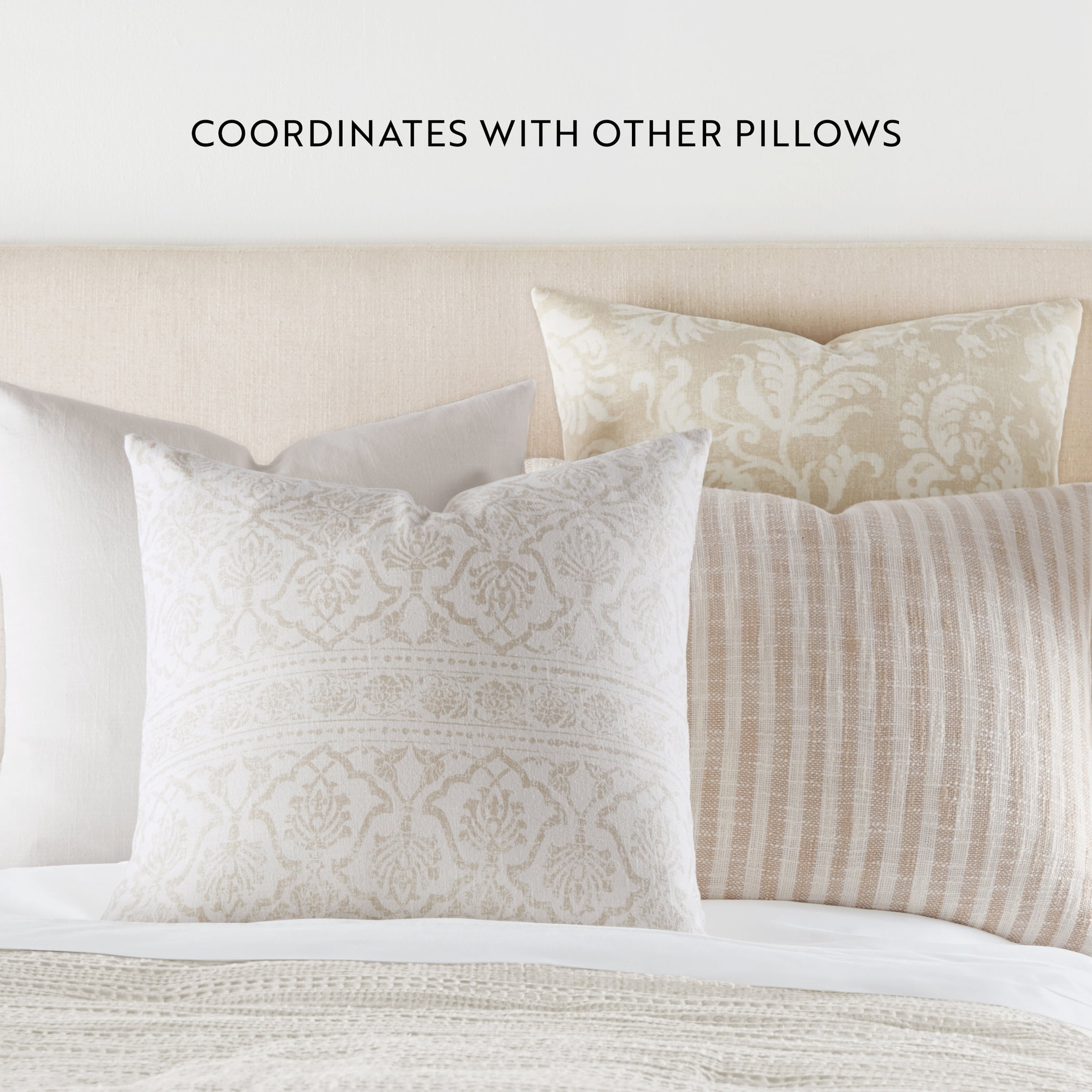 Noble Linens Elegant Cotton Decor Throw Pillow in Distressed Floral Pattern