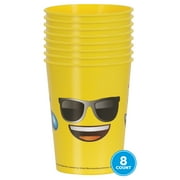 Yellow Emoji Faces Plastic 16oz Cups, 8 count