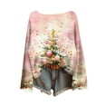 thumbnail image 2 of Lorytime Kids Sweatshirt Girls Boys Christmas Tree Shirt Crew Neck Long Sleeve Pullover Drop Shoulder Cute Tops Pink 170, 2 of 8