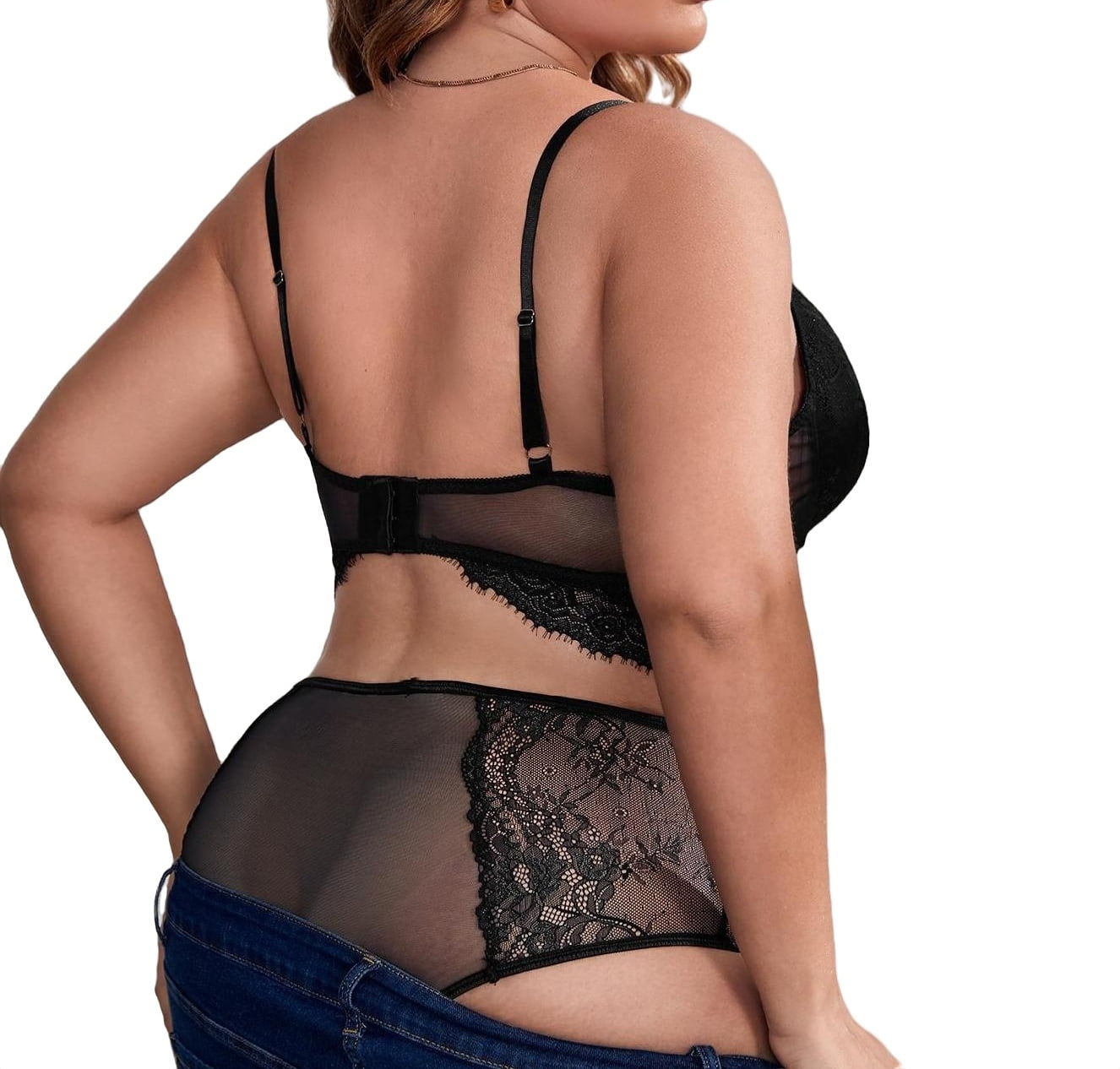 Sexy Black Plus Size Bra & Panty Sets (Women's)