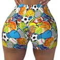 thumbnail image 2 of Lsque Various Balls Pattern High Waisted Biker Shorts for Women-Tummy Control Fitness Athletic Workout Running Yoga Gym Shorts,Moisture-Wicking-, 2 of 9
