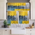 thumbnail image 2 of Yellow Blue Color Block Curtain Valances Set Modern Style Oil Painting Kitchen Curtains 36&nbsp;inch Length Rod Pocket Valance and Tiers 3 Piece Set Small Bedroom Bathroom Laundry Decor, 2 of 9
