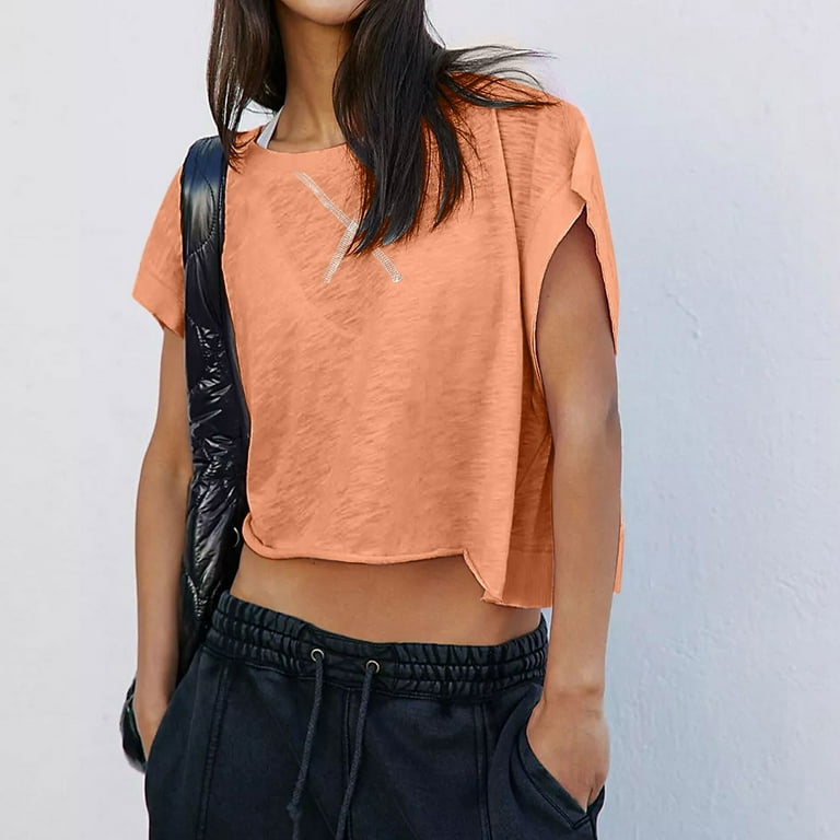 Summer Open Back Tops For Women Criss Cross Cut Out Tee Backless