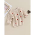 thumbnail image 3 of Suealasg Infant Baby Girls Valentine's Day Sweaters Long Sleeve Crew Neck Heart Print Loose Knitted Pullovers 3 6 9 12 18 Months Newborn Girls Fall Winter Warm Clothes, 3 of 9