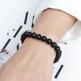 thumbnail image 5 of Pulsera de piedra de subgrafito con personalidad, pulsera de cuentas redondas de un solo círculo para hombres y mujeres, pulsera de moda, 5 of 5