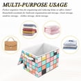 thumbnail image 6 of Yayeee Collapsible Cube Storage Bin with Lid Fabric Closet Decorative Basket with Handles, Colorful Checkered Pattern, 6 of 7