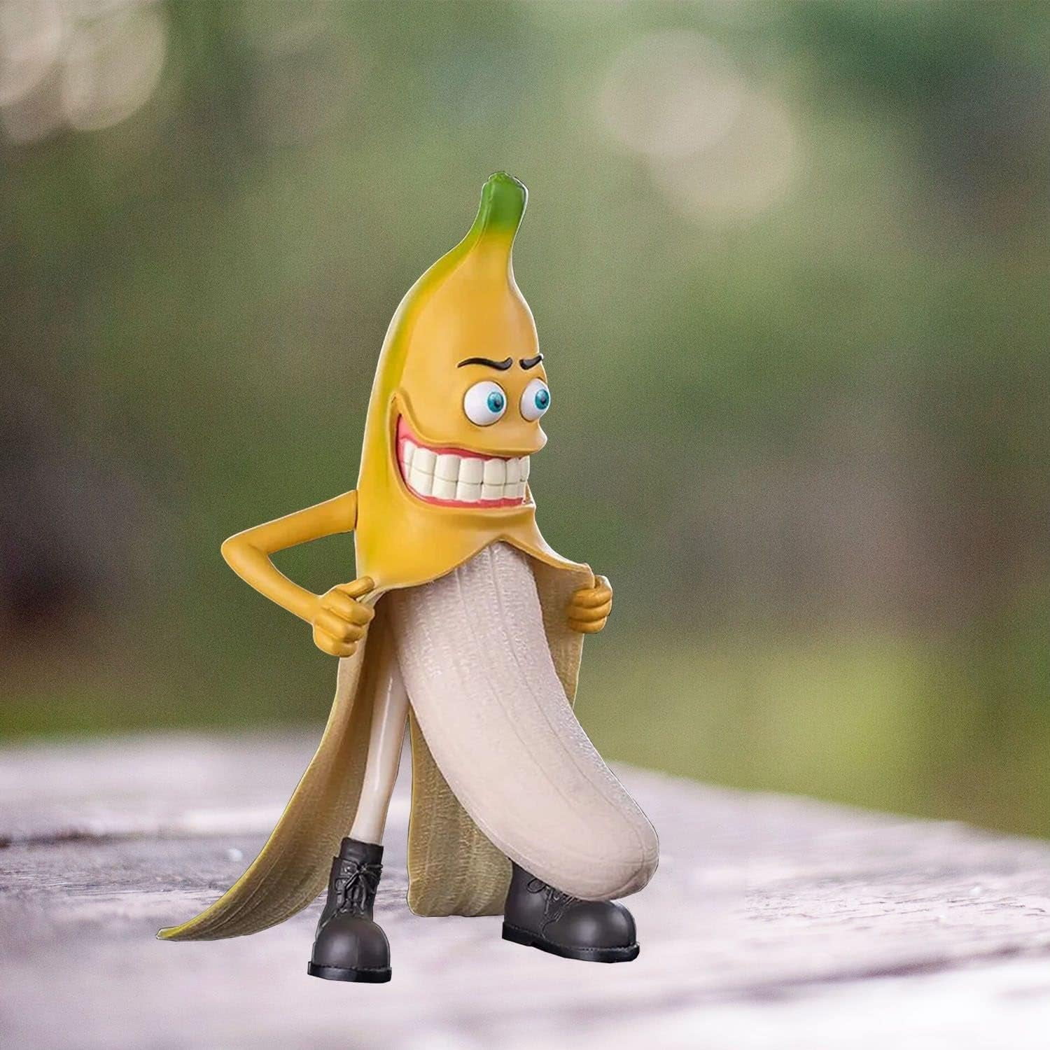 Evil Banana Man Outdoor Statues Decor, Funny 8'' Tall Banana Gnome