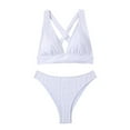 thumbnail image 5 of Sngxgn Women High Waisted Bikini Set Swimsuit Scoop Neck Cheeky Bathing Suit(White,L), 5 of 7