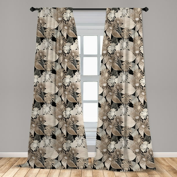 Fl Curtains 2 Panels Set Vintage Plant Arrangement With Soft Colors Faded Foliage Leaves Natural Vegetation Window Ds For Living Room Bedroom 56 W X 63 L Tan Black By Ambesonne Com Fl Curtains 2 Panels Set Vintage, Black And Tan Curtains
