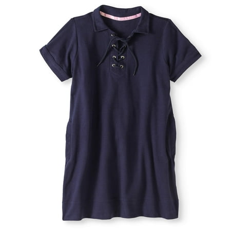 - Girls' School Uniform Stretch Pique Knit Dress