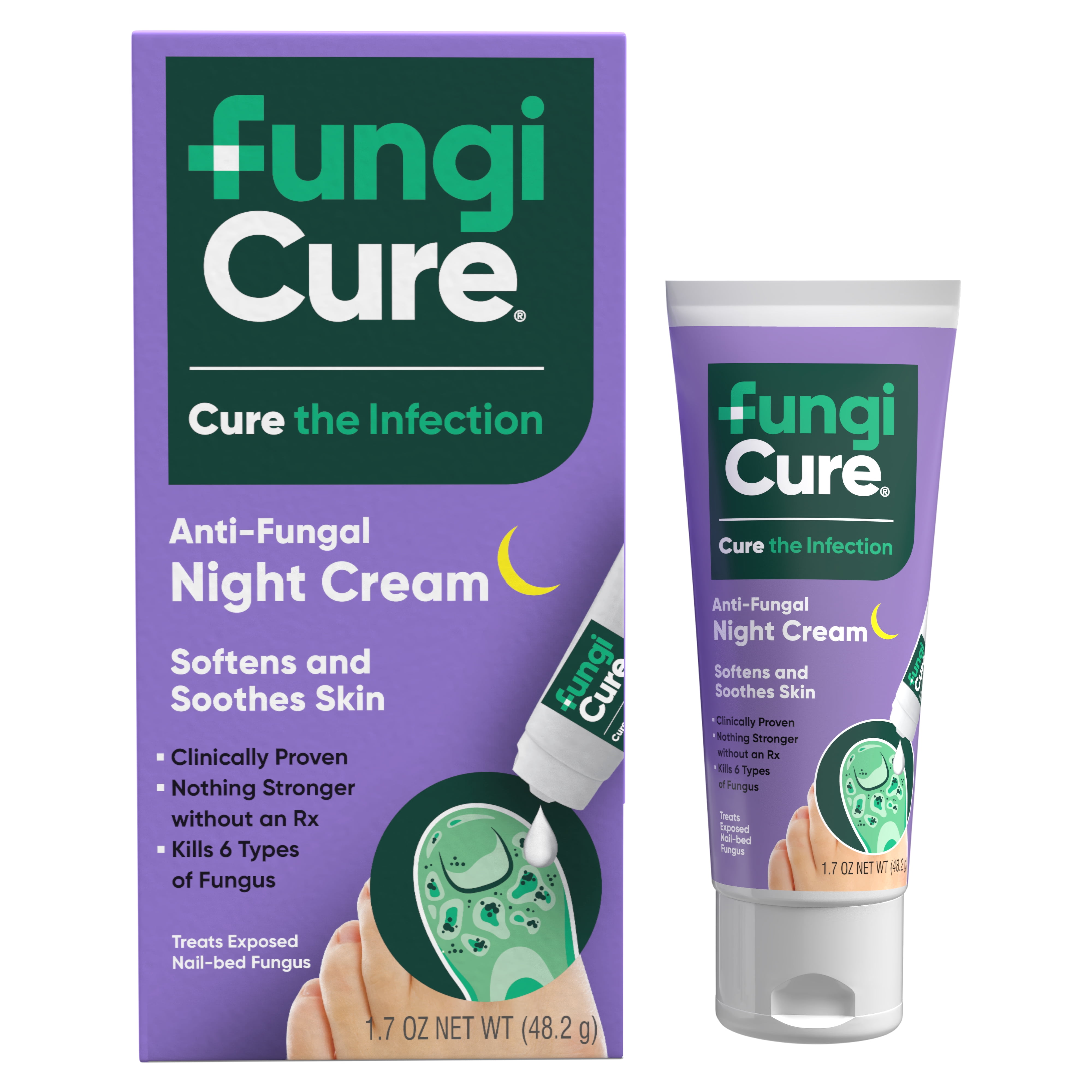 FungiCure Anti-Fungal Night Cream, Cures & Soothes, Clotrimazole 1%, 1.7 oz