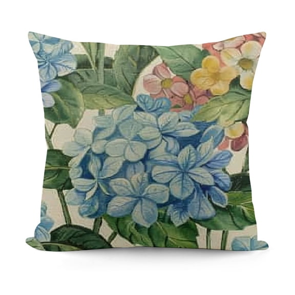YINGXI Blue Hydrangea Spring Throw Pillow Covers Outdoor Spring Summer Decor Farmhouse Floral Decorative Throw Pillows Cases Decorations for Couch Sofa Porch Decor 12x12in