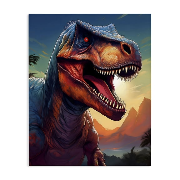 Stupell Industries Contemporary Dinosaur with Sunset Landscape Canvas Art, 16 x 20, by Creative Studio