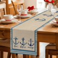 thumbnail image 5 of Blue Nautical Anchor Table Runner 72 Inches, Country Retro Ocean Beach Stripes Beige Bed Runner Dresser Scarves Tabletop for Indoor Outdoor Parties/Ceremony/Banquet, 14" x 72", 5 of 9