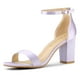 thumbnail image 1 of Sandalias Tacones Allegra K Chunky de la correa del Tobillo punta abierta Satín Púrpura 40, 1 of 6