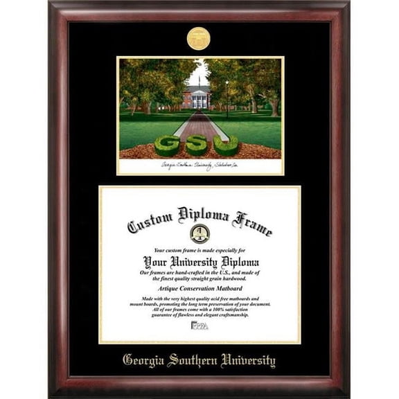 Campus Images GA975LGED Georgia Southern Gold embossed diploma frame with Campus Images lithograph