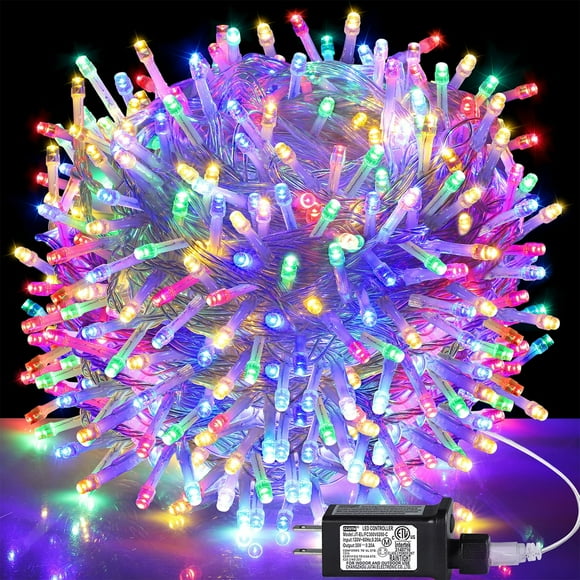 kemooie 500 LED Multicolor Christmas Lights, 164FT 8 Lighting Mode Plug in Christmas Lights Outdoor, IP44 Waterproof String Lights for Outdoor Indoor Wedding Party Christmas Decorations (Multicolor)
