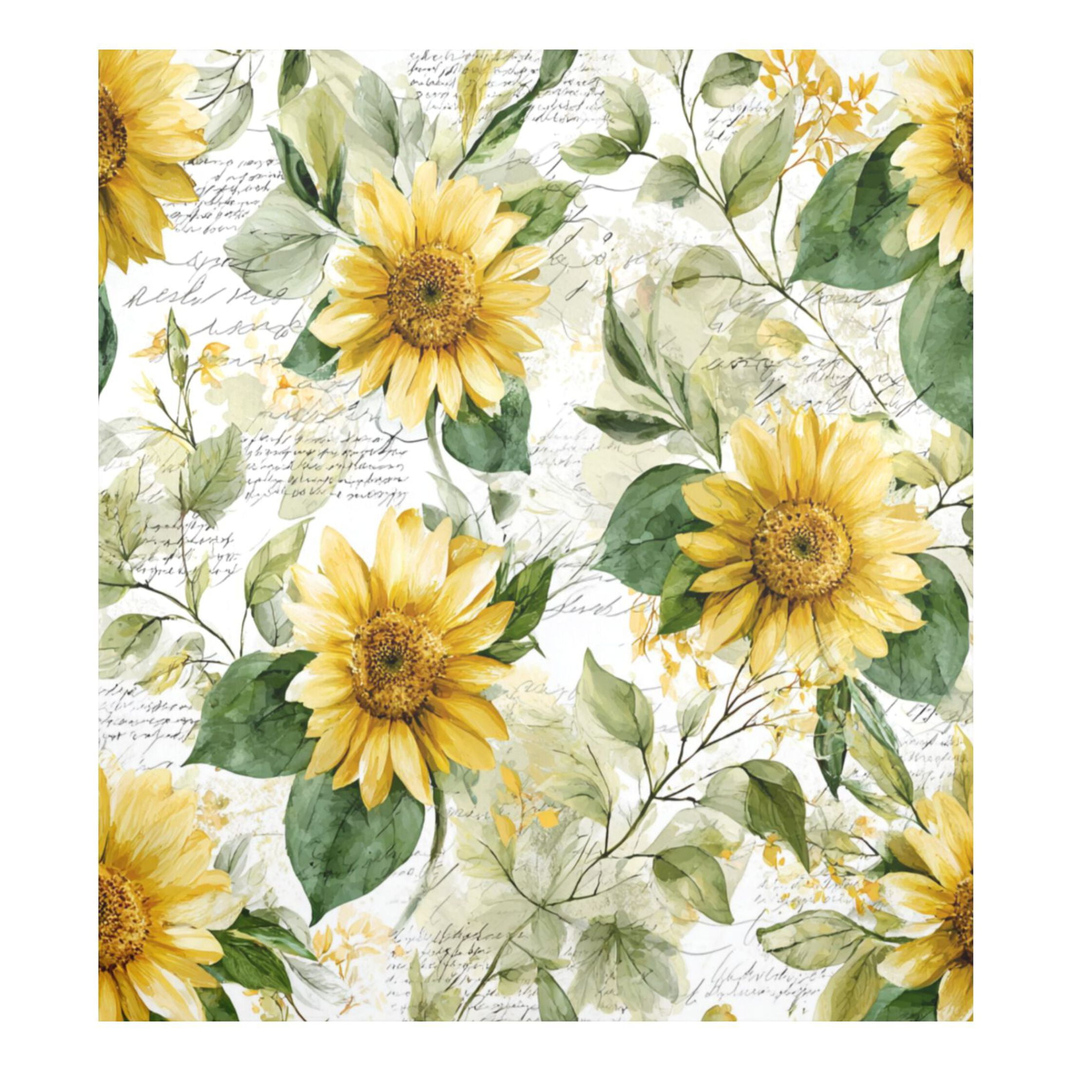 Dishwasher Magnetic Refrigerator Magnet Cover Sticker Home Decorative 23"x26" Soft Sunflowers and Green Leaves