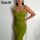 thumbnail image 2 of Vestido de cola de pez de cadera envuelto ajustado con espalda abierta plisado pesado con cordones para mujer Vestido largo sexy ajustado para niña picante, verde, M, 2 of 5