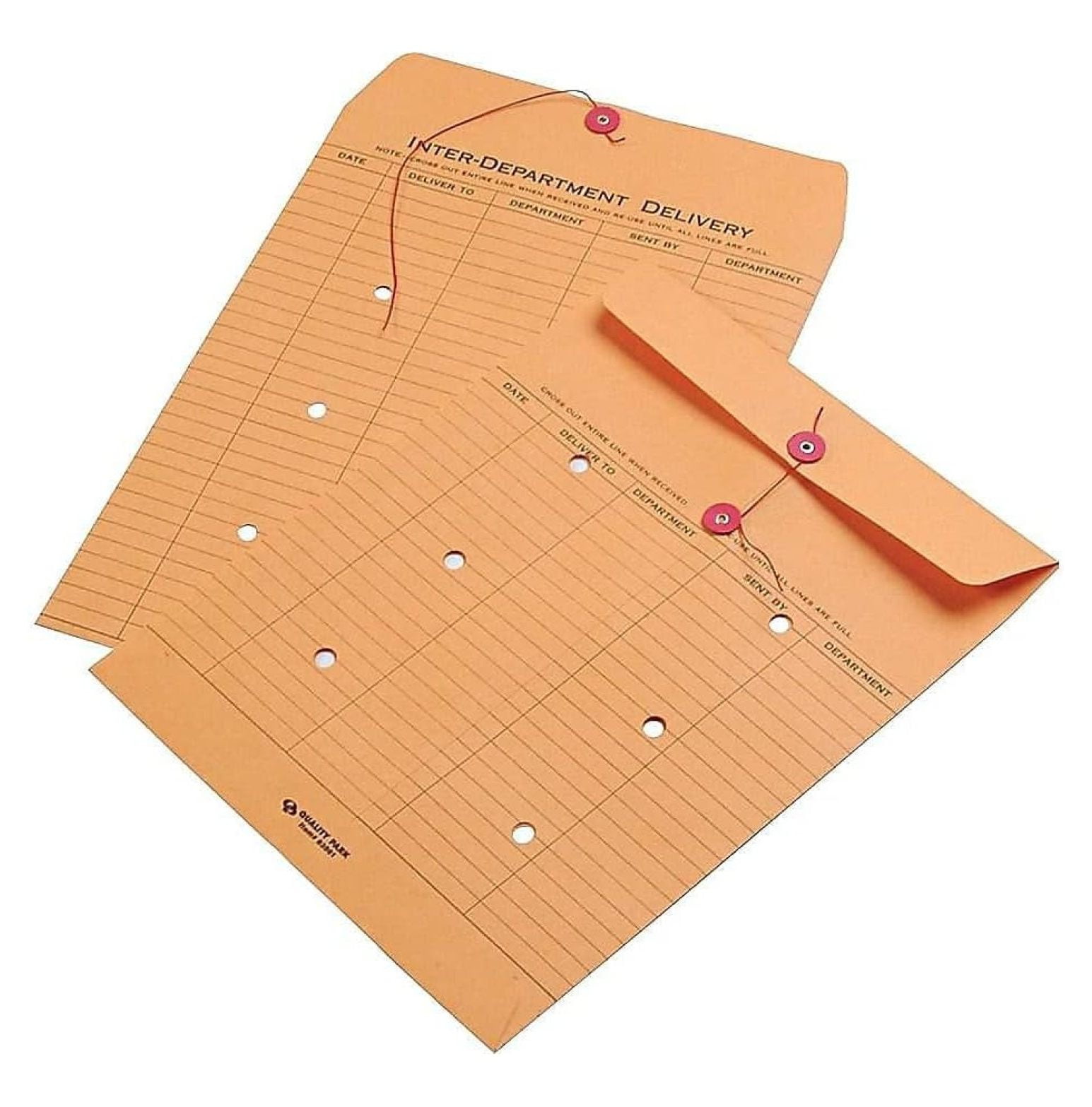 Interoffice Envelopes, String and Button, Brown , 10 x 13, 100 per Case, (63561)