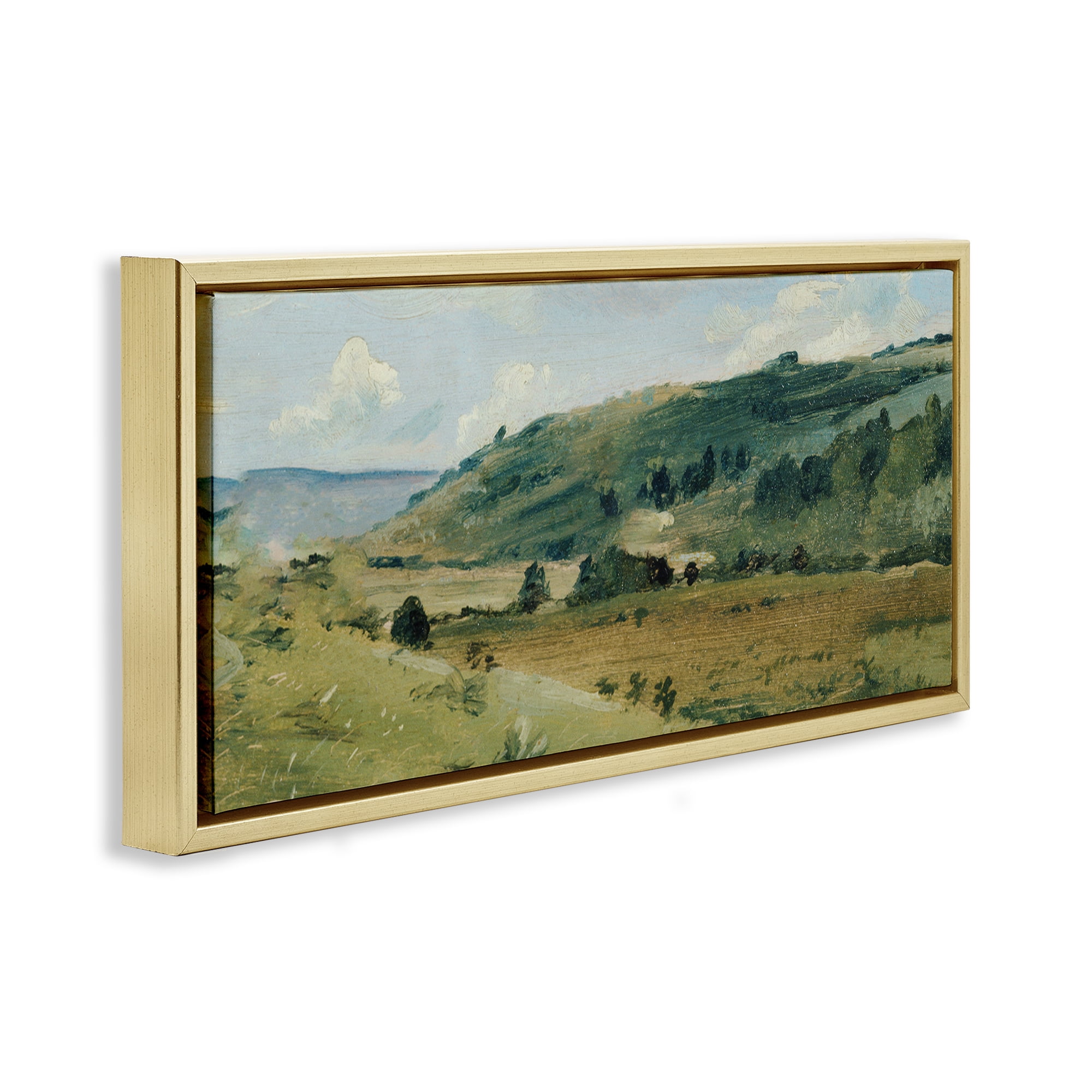 Stupell Industries Tree Dotted Countryside in Summer Gold Framed Floater Canvas Wall Art, design by Lucille Price