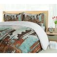 thumbnail image 5 of Ambesonne Grunge Duvet Cover Sets, Urban Abstract Cityscape, 2-King, Seafoam Brown White, 5 of 7