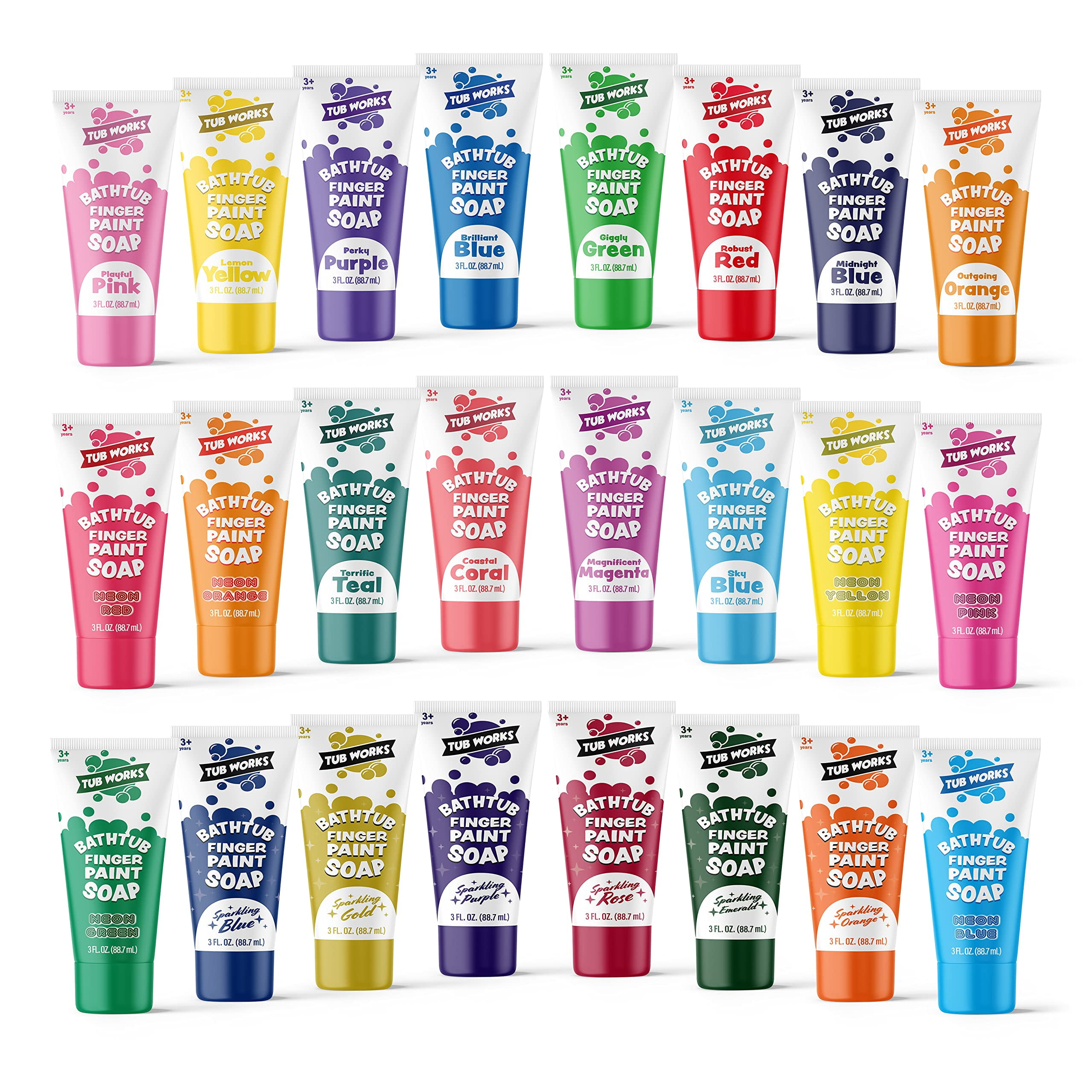 Tub Works Bathtub Finger Paint Soap, 24 Pack NonToxic, Washable Bath