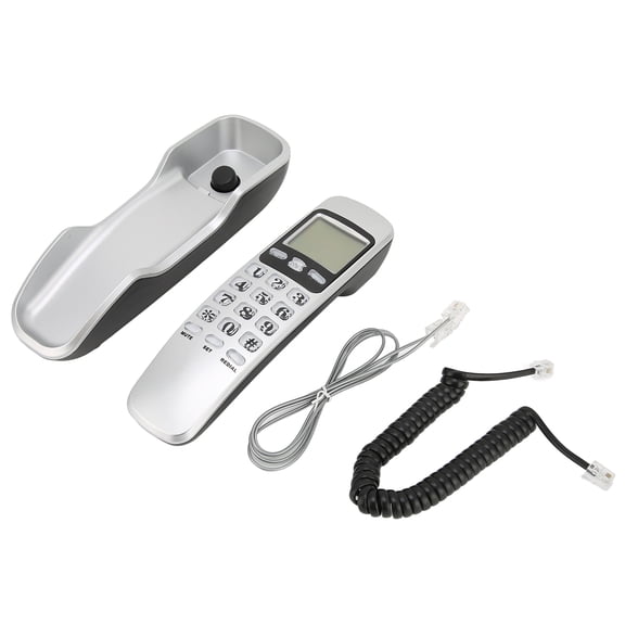 Corded Wall Telephone, Caller ID Memory Check Function Wall Phones Incoming Call Display Multifunctional  For  Hotel Silver