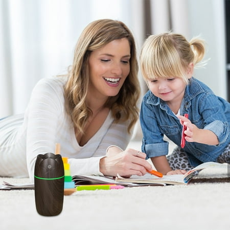 

Rdeuod Humidifier Mini Car Wood Grain Humidifier DiffuserAroma Colorful Mood Lights Mist Purifier，Brown