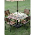 thumbnail image 3 of Outdoor Tablecloth with Umbrella Hole and Zipper, Happy Easter Square Table Cloth 60x60 Inch Waterproof Tablecloth, Funny Gnomes Rabbits Colorful Eggs Plaid Picnic Table Cover for Patio Camping, 3 of 7