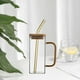 thumbnail image 4 of Taza cuadrada,Vaso de vidrio cuadrado 400ml Vasos de vidrio para beber, Tapas y Mango para Pajitas,Botella de vidrio para beber Vasos transparentes,Taza de té transparente Estilo E BLESIY Taza cuadrada, 4 of 8